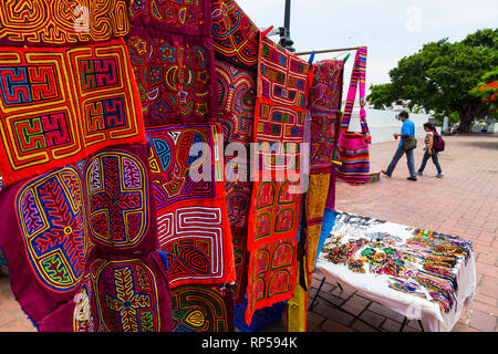 Kuna ethnic group designs, France Square, Panama City, Panama, Central America, America Stock Photo