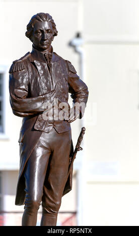 Statue of Admiral Lord Horatio Nelson in Grand Parade, Old Portsmouth, Portsmouth, Hampshire, England, UK Stock Photo