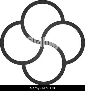 Quadruple knot vector, tattoo design vector, cross knot, four wings, clever, propeller logo. Vector illustration isolated on white Stock Vector