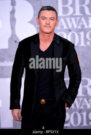 Luke Evans attending the Brit Awards 2019 at the O2 Arena, London. Stock Photo