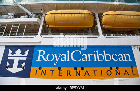 COZUMEL, MEXICO: March 1, 2016: Royal Caribbean was founded in Norway, but is now headquartered in Miami. They operate over 25 ships and sails around  Stock Photo