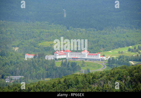 Mount Washington Hotel in summer, from summit of Mount Rosebrook, Bretton Woods, New Hampshire, USA. Stock Photo