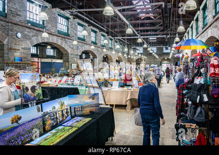 Tavistock indoor market - ancient Pannier Market - taken in Tavistock, Devon, UK on 20 February 2019 Stock Photo