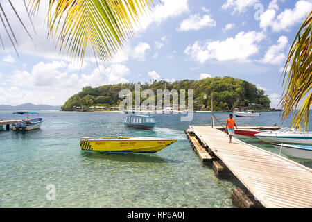 Young Island from Indian Bay, St George, Saint Vincent and the Grenadines, Lesser Antilles, Caribbean Stock Photo
