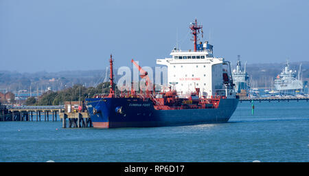 The Cumbrian Fisher an Chemical/Oil Products tanker moored in Gosport, Portsmouth Harbour, Portsmouth, Hampshire, England, UK. Stock Photo