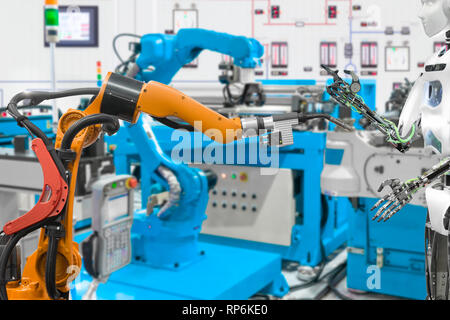 Robot in smart factory, Future technology concept Stock Photo