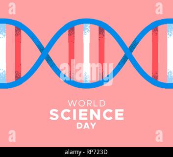 Science Day illustration. DNA strand in hand drawn grunge texture style for research concept. Stock Vector