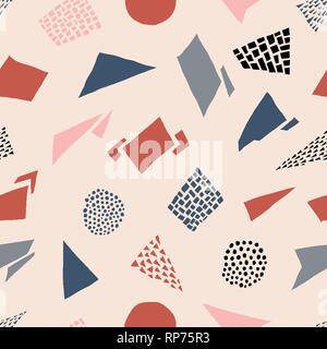 Abstract shapes and dots seamless pattern. Vector illustration for web, fashion, scrapbook, surface design Stock Vector