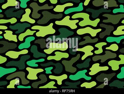 Neon Green Camouflage Pattern. Modern Abstract Camo Vector