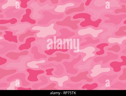 Pink modern camouflage seamless pattern. vector background illustration for fashion, surface design Stock Vector