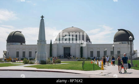 LOS ANGELES, CA AUGUST 25, 2015: exterior view of griffith observatory in the hollywood hills, california Stock Photo