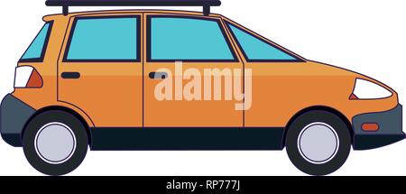Familiar car vehicle sideview blue lines Stock Vector