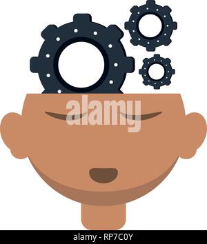 human head open with gears in mind black and white Stock Vector Image ...