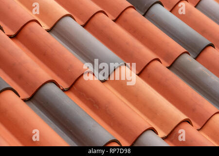 Multi colored clay tile roof Stock Photo