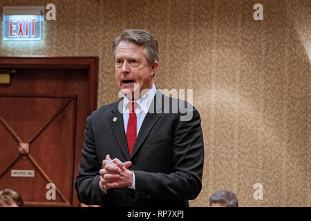 Topeka, Kansas, USA, February 16, 2019 Congressman Roger Marshall (R-KS) speaking to his constituents from the 1st district at the annual GOP convention Credit: Mark Reinstein/MediaPunch Stock Photo