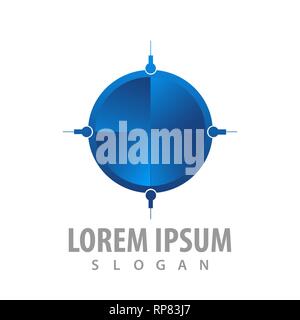 logo concept design. Blue target Symbol graphic template element. 3D style Stock Vector