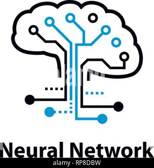 Neural network concept. Connected cells with links. High technology process. Stock Vector