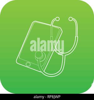 Gadget in diagnostic process icon green vector Stock Vector