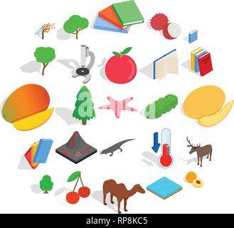 Care of flora icons set, isometric style Stock Vector