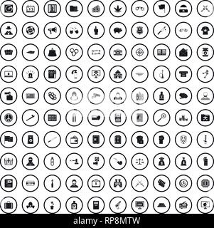 100 criminal offence icons set, simple style  Stock Vector