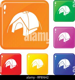 Tent icons set vector color Stock Vector