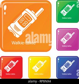 Portable radio icons set vector color Stock Vector