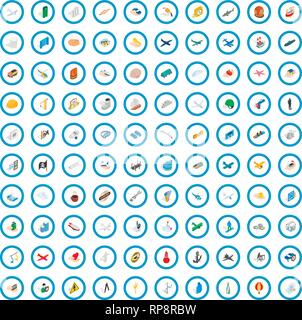 100 belay icons set, isometric 3d style Stock Vector