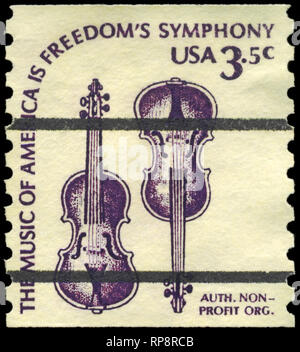 USA - CIRCA 1980: A Stamp printed in USA shows the Weaver Violins, Americana Type, circa 1980 Stock Photo