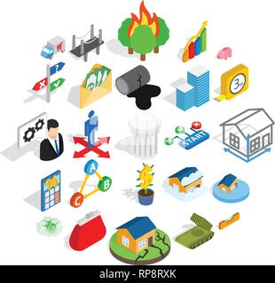 Feedback icons set, isometric style Stock Vector