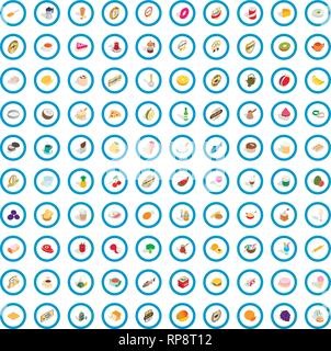 100 beverage icons set, isometric 3d style Stock Vector