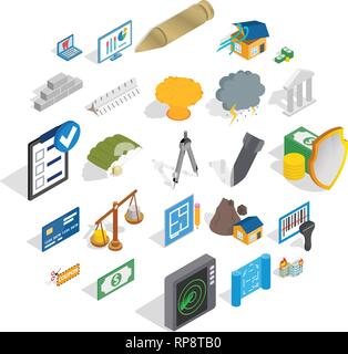 Feedback loop icons set, isometric style Stock Vector