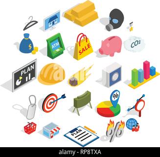 Comment icons set, isometric style Stock Vector