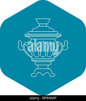 Russian samovar icon, outline style Stock Vector