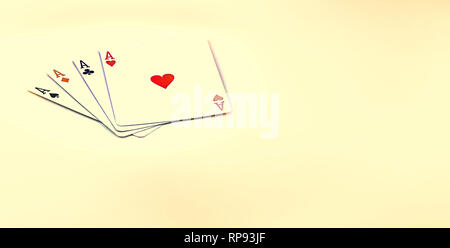 Four aces playing cards isolated on white background Stock Photo
