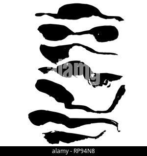 Grunge wave brushes set. Hand drawn ink vector illustration. Stock Vector