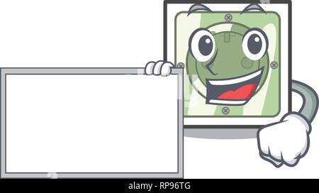 With board power socket in the character shape Stock Vector
