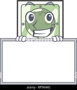 Grinning with board power socket in the character shape Stock Vector