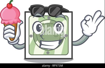 With ice cream power socket attached the mascot wall Stock Vector