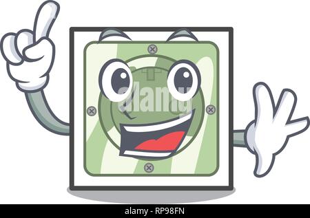 Finger power socket isolated with in mascot Stock Vector