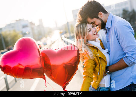 summer holidays, celebration and dating concept - happy couple Stock Photo