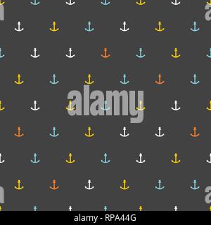 Sailing background - seamless minimal anchor pattern texture. Stock Vector
