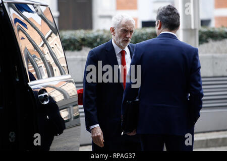 Brussels, Belgium. 21st February 2019. Visit of Jeremy Corbyn, Leader of the British Labour Party and Leader of the British Opposition, to the European Commission. Alexandros Michailidis/Alamy Live News Stock Photo