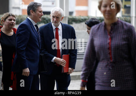 Brussels, Belgium. 21st February 2019. Visit of Jeremy Corbyn, Leader of the British Labour Party and Leader of the British Opposition, to the European Commission. Alexandros Michailidis/Alamy Live News Stock Photo