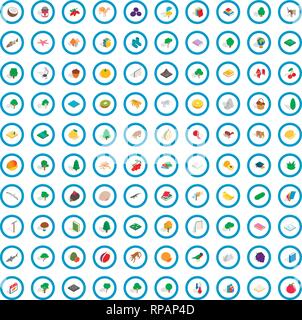 100 biology icons set, isometric 3d style Stock Vector