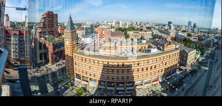 Picture, panoramic photo wallpapers landscape top view spring city Dnieper, Ukraine Stock Photo