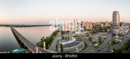 Picture, panoramic photo wallpapers landscape top view spring city Dnieper, Ukraine Stock Photo