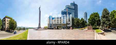 Picture, panoramic photo wallpapers landscape top view spring city Dnieper, Ukraine Stock Photo