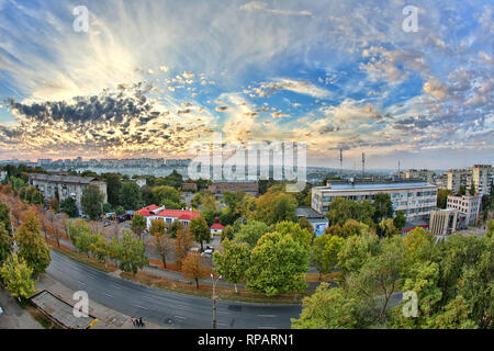 Picture, panoramic photo wallpapers landscape top view spring city Dnieper, Ukraine Stock Photo