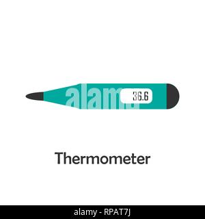 Thermometer in cartoon style, medical card for kid, preschool activity for children, vector illustration Stock Vector