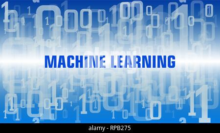 Vector machine learning text, binary code abstraction background graphic Stock Vector